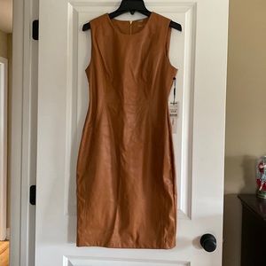 Sleeveless faux leather dress